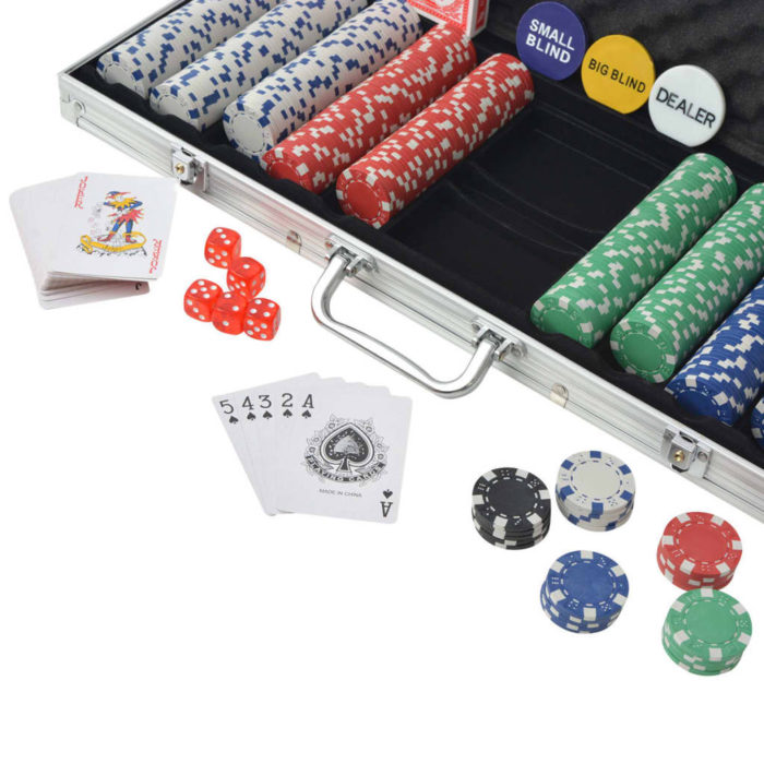 vidaXL Pokersett med 500 sjetonger aluminium