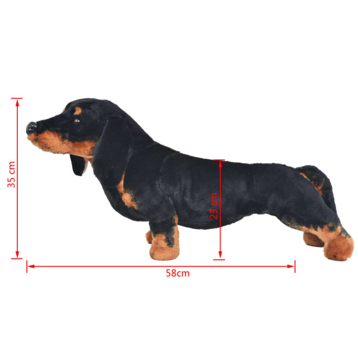 vidaXL Stående lekehund dachshund plysj svart XXL