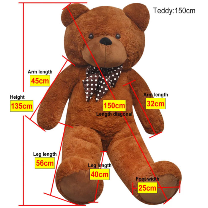 vidaXL Myk plysjbamse XXL brun 135 cm