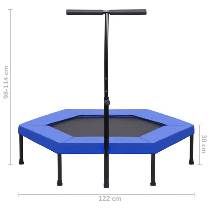 vidaXL Trim-trampoline med håndtak og sikkerhetspute sekskantet 122 cm