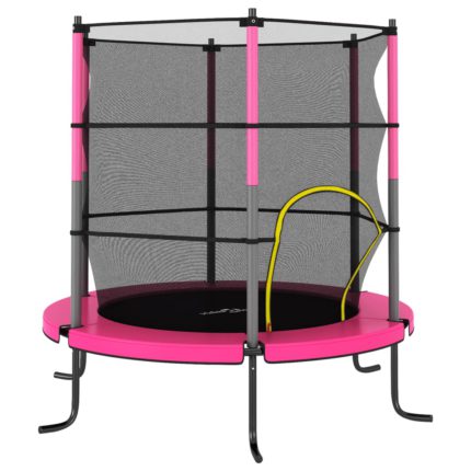 vidaXL Trampoline med sikkerhetsnett 140×160 cm rosa