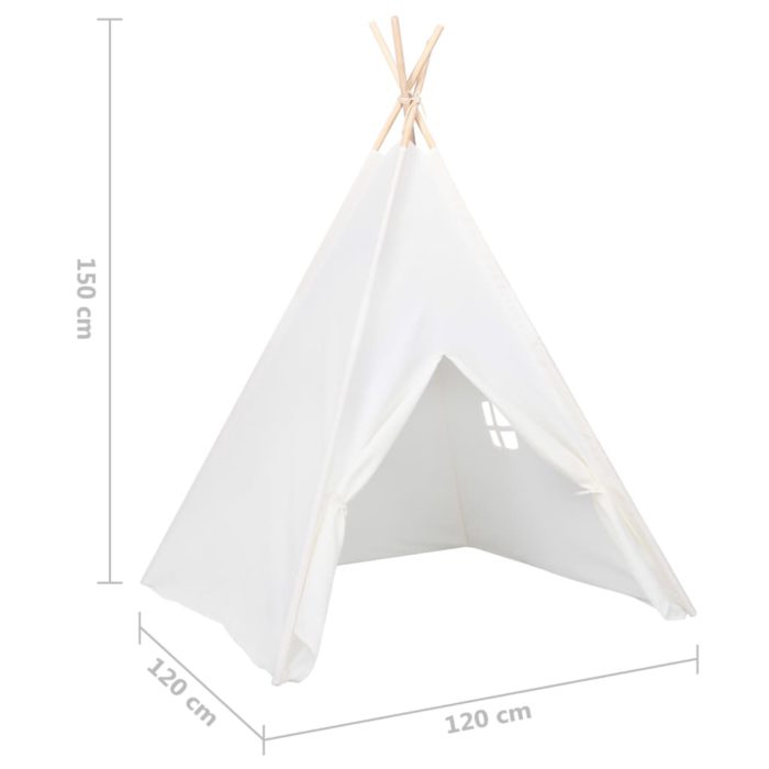 vidaXL Tipi-telt for barn med pose ferskenhud hvit 120x120x150 cm