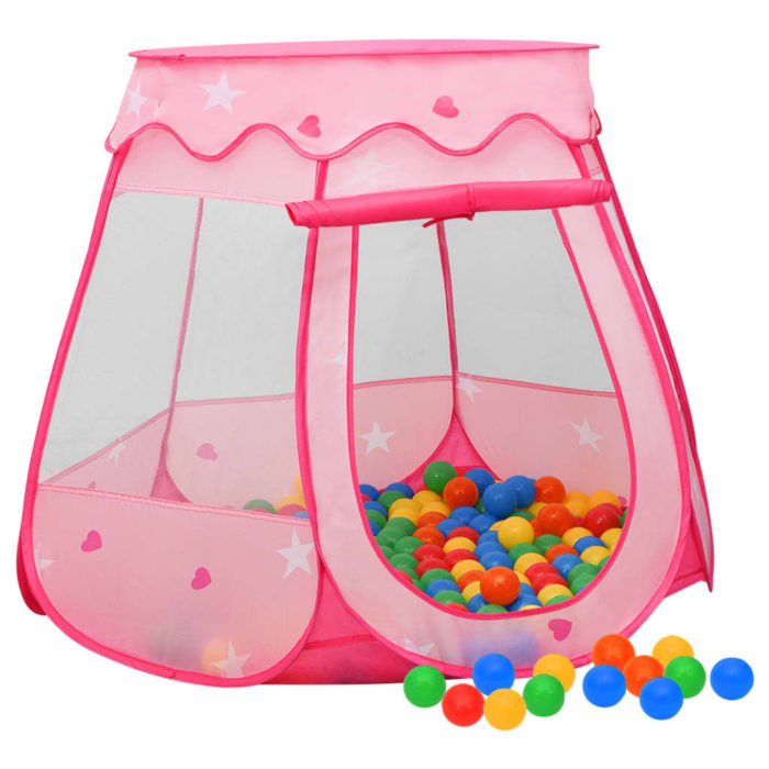 vidaXL Leketelt med 250 baller rosa 102x102x82 cm