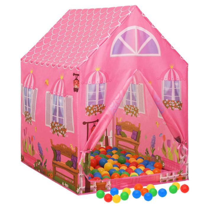 vidaXL Leketelt med 250 baller rosa 69x94x104 cm