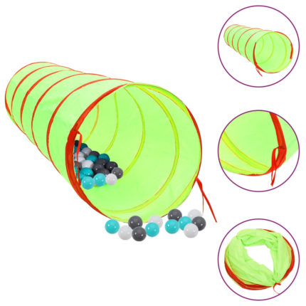 vidaXL Leketunnel for barn med 250 baller grønn 175 cm polyester