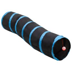 vidaXL Kattetunnel s-form svart og blå 122 cm polyester