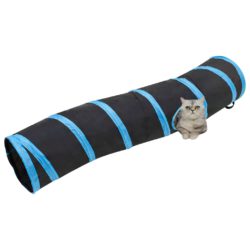 vidaXL Kattetunnel s-form svart og blå 122 cm polyester