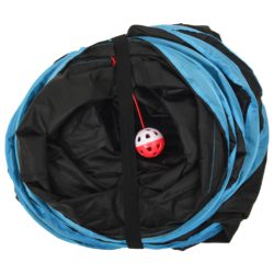 vidaXL Kattetunnel s-form svart og blå 122 cm polyester