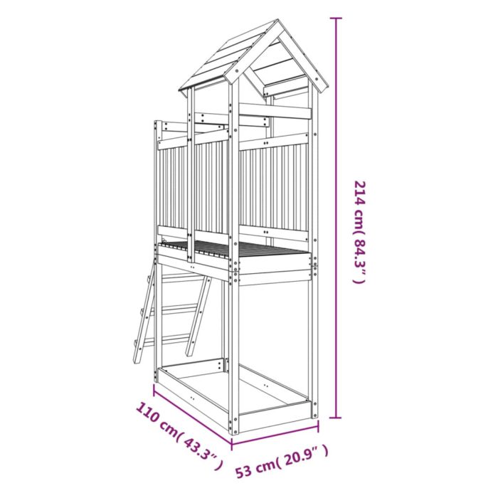 vidaXL Utendørs lekesett 53x110x214 cm heltre furu