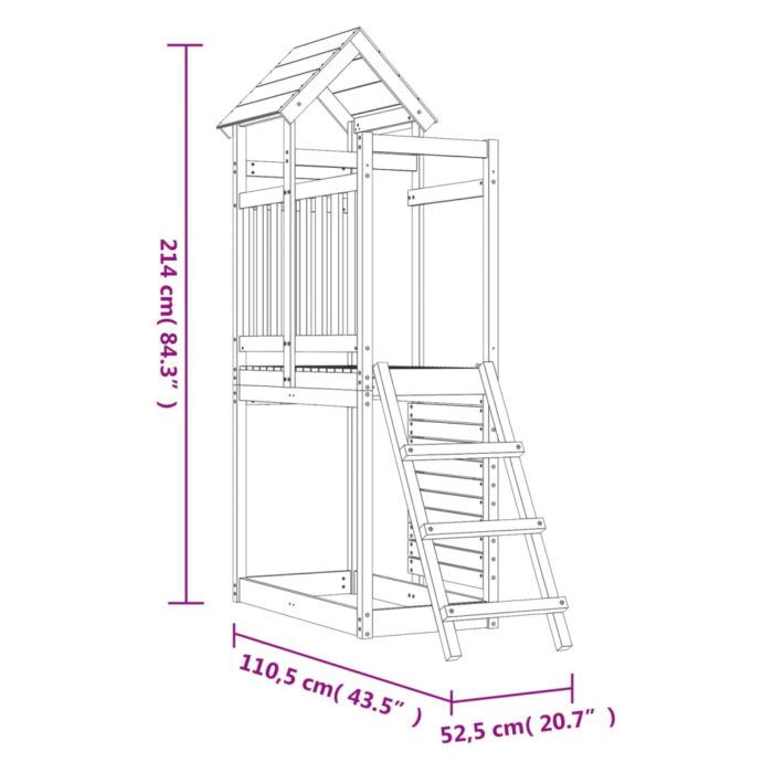 vidaXL Utendørs lekesett 52,5×110,5×214 cm heltre furu