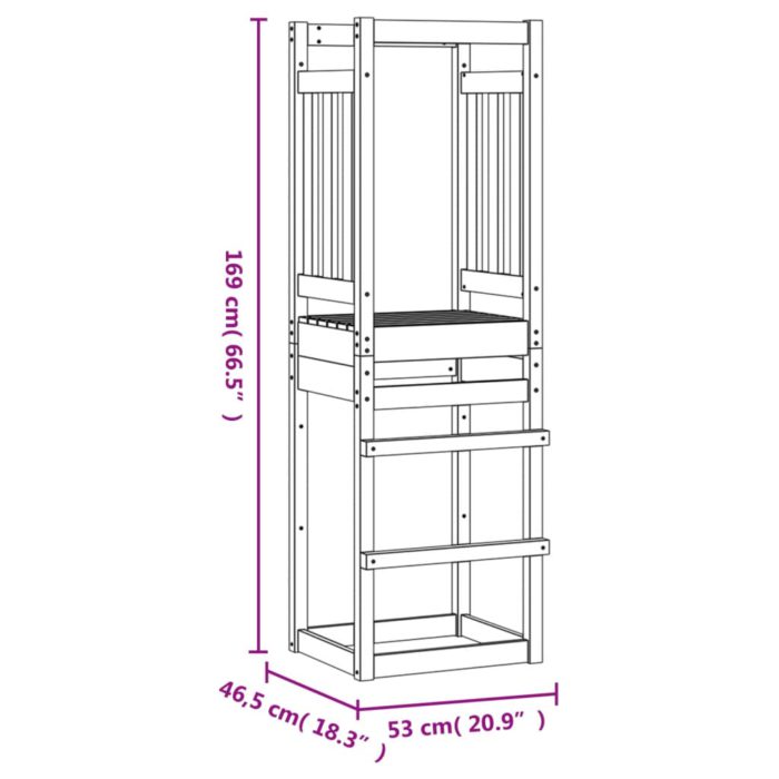 vidaXL Leketårn 53×46,5×169 cm heltre furu