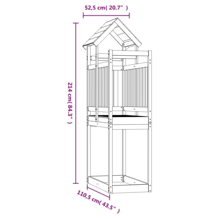 vidaXL Leketårn 52,5×110,5×214 cm heltre furu