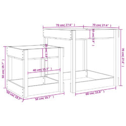 vidaXL Sandbord 2 stk hvit heltre furu