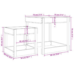 vidaXL Sandbord 2 stk svart heltre furu