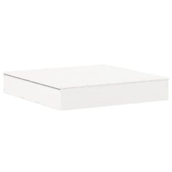 vidaXL Sandkasse med lokk hvit 111x111x19,5 cm heltre furu