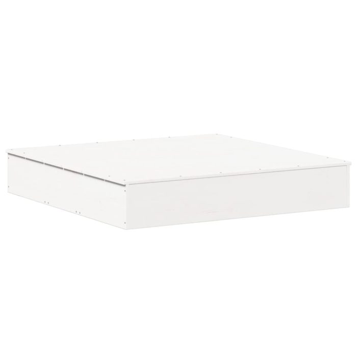 vidaXL Sandkasse med lokk hvit 111x111x19,5 cm heltre furu