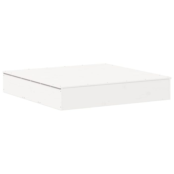 vidaXL Sandkasse med lokk hvit 111x111x19,5 cm heltre furu