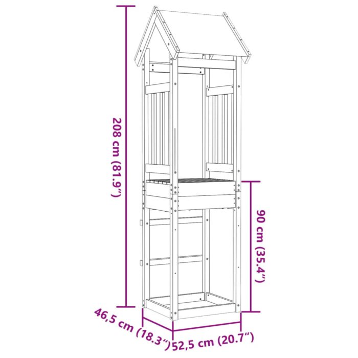 vidaXL Leketårn 52,5×46,5×208 cm heltre furu