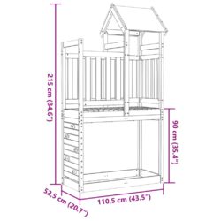 vidaXL Leketårn med klatrevegg 110,5×52,5×215 cm impregnert furu