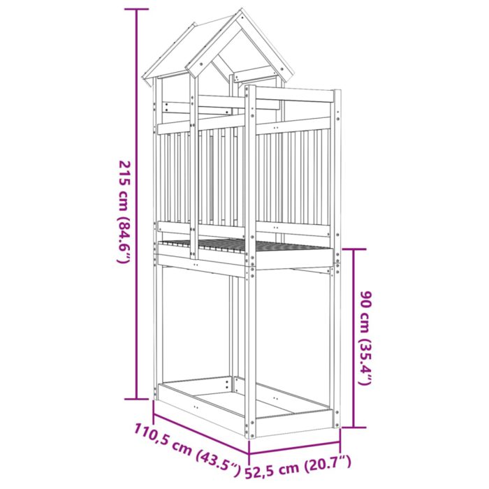 vidaXL Leketårn 110,5×52,5×215 cm heltre douglasgran