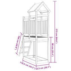 vidaXL Leketårn med stige 110,5×52,5×215 cm impregnert furu