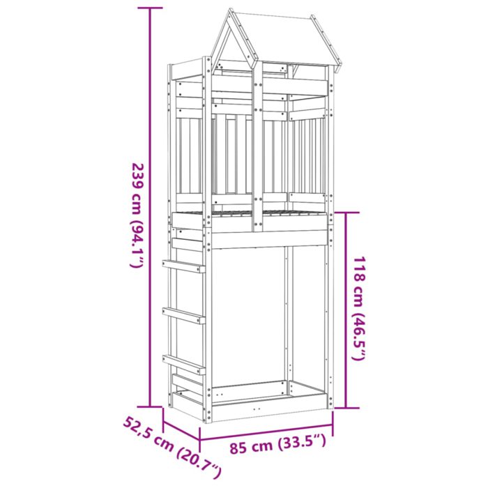 vidaXL Leketårn 85×52,5×239 cm heltre furu