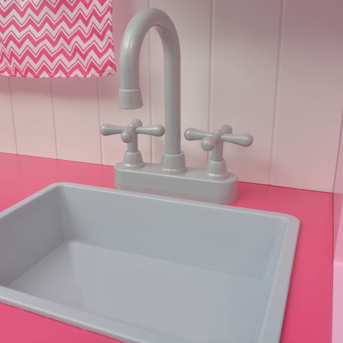 vidaXL Lekekjøkken tre 82x30x100 cm rosa og hvit