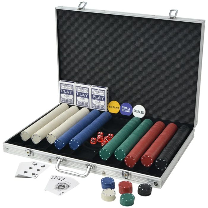 vidaXL Pokersett med 1000 sjetonger aluminium
