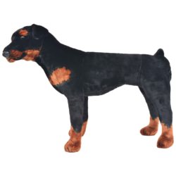 vidaXL Stående lekehund rottweiler plysj svart og brun XXL
