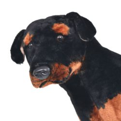 vidaXL Stående lekehund rottweiler plysj svart og brun XXL