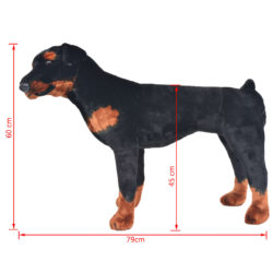 vidaXL Stående lekehund rottweiler plysj svart og brun XXL