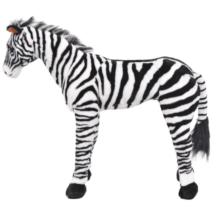 vidaXL Stående lekezebra plysj svart og hvit XXL
