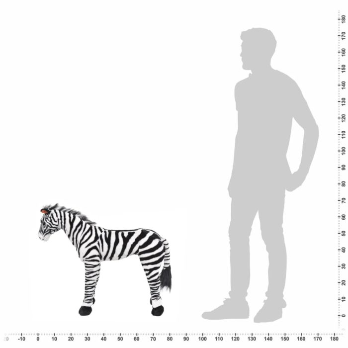 vidaXL Stående lekezebra plysj svart og hvit XXL
