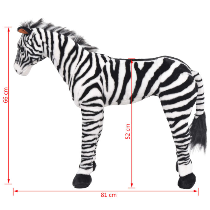 vidaXL Stående lekezebra plysj svart og hvit XXL