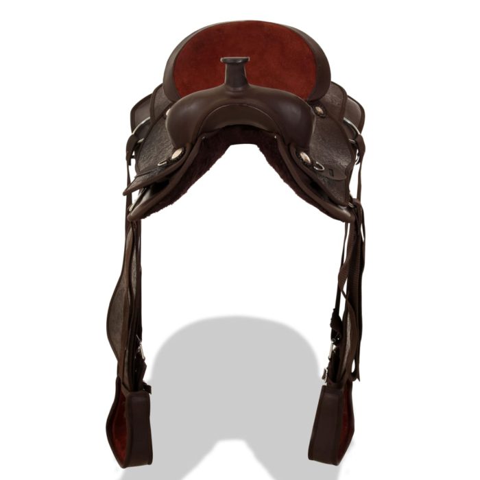 vidaXL Westernsal, hodelag & brystsele ekte lær 16″ brun