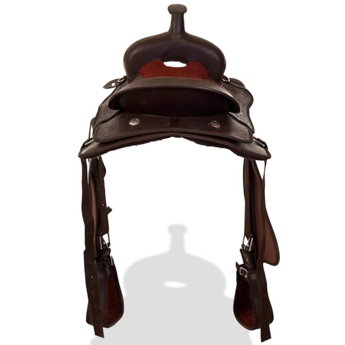 vidaXL Westernsal, hodelag & brystsele ekte lær 16″ brun