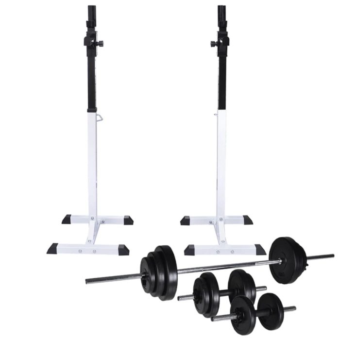 vidaXL Knebøy vektstangstativ med vektstang- og manualsett 30,5 kg