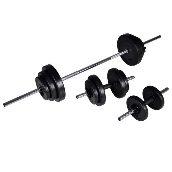 vidaXL Knebøy vektstangstativ med vektstang- og manualsett 30,5 kg
