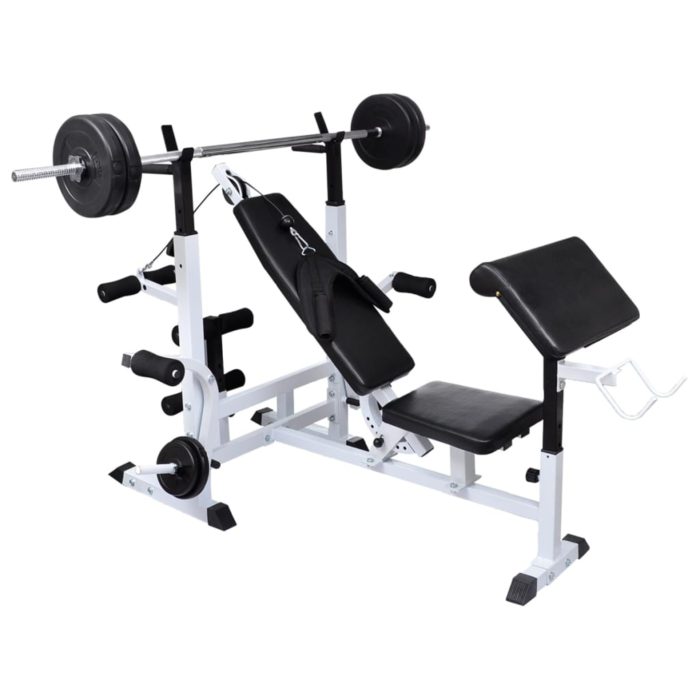 vidaXL Vektbenk med vektstativ, vektstang og manualsett 120kg