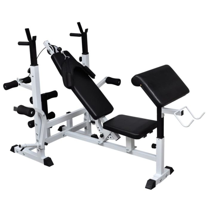 vidaXL Vektbenk med vektstativ, vektstang og manualsett 120kg