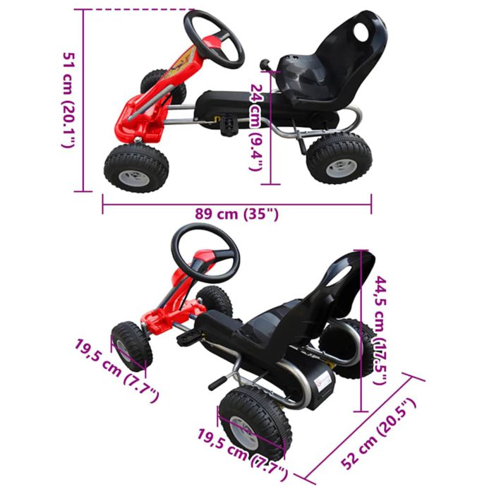 vidaXL Pedal-go-kart rød