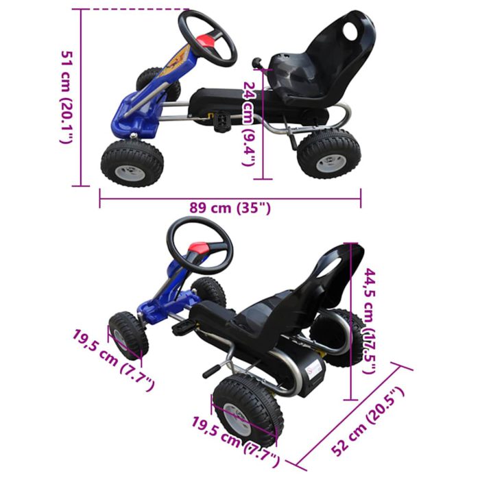 vidaXL Pedal-go-kart blå