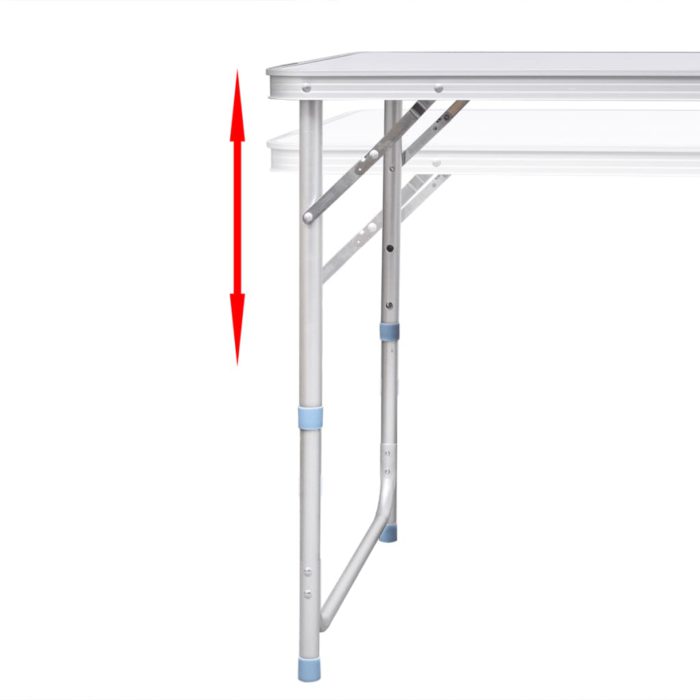 vidaXL Sammenleggbart campingbord høydejusterbar aluminium 120×60 cm