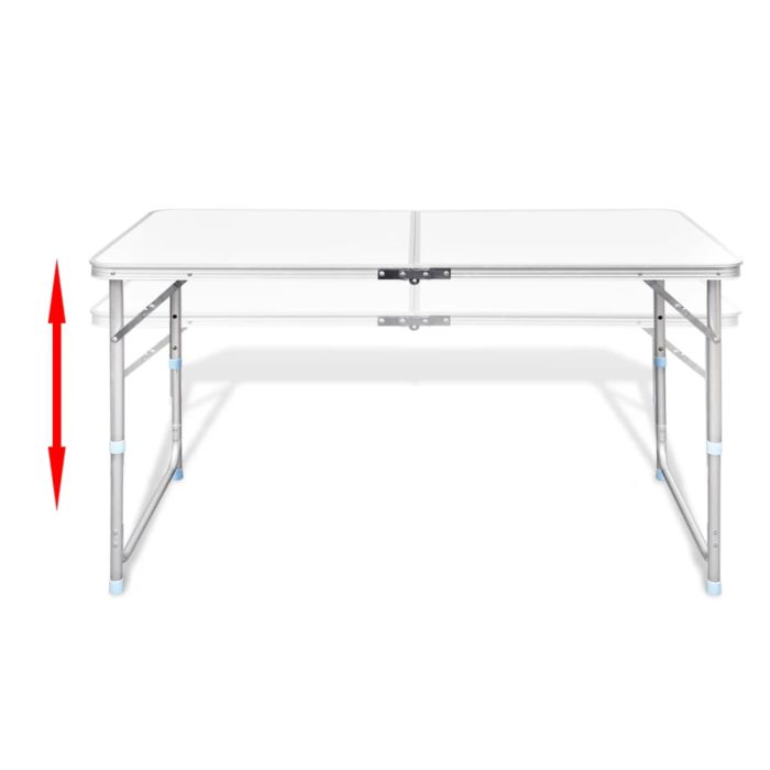 vidaXL Sammenleggbart campingbord med 4 krakker aluminium 120×60 cm