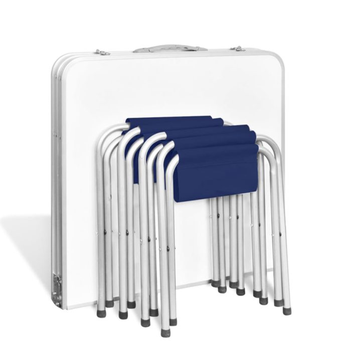 vidaXL Sammenleggbart campingbord med 4 krakker aluminium 120×60 cm