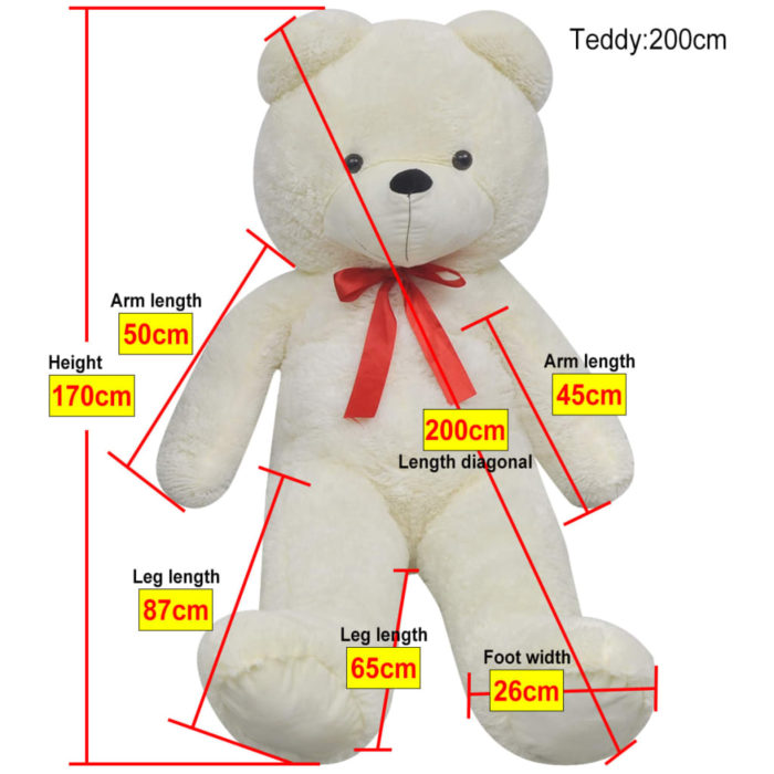 vidaXL Plysjbamse hvit 170 cm