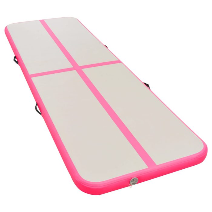 vidaXL Oppblåsbar gymnastikkmatte med pumpe 300x100x10 cm PVC rosa