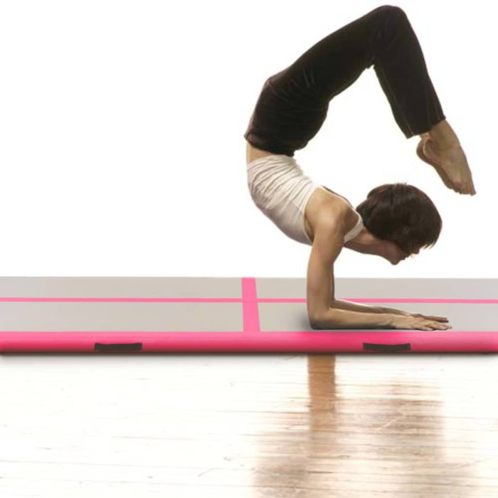 vidaXL Oppblåsbar gymnastikkmatte med pumpe 300x100x10 cm PVC rosa