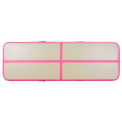 vidaXL Oppblåsbar gymnastikkmatte med pumpe 300x100x10 cm PVC rosa