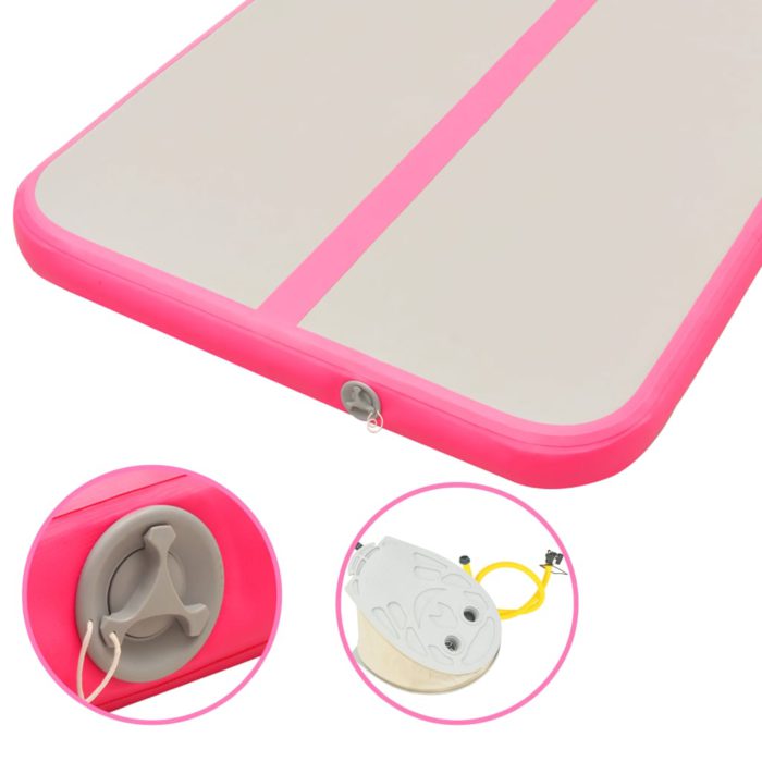 vidaXL Oppblåsbar gymnastikkmatte med pumpe 300x100x10 cm PVC rosa